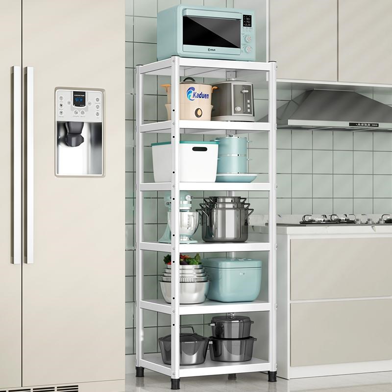 碳钢烤漆厨房置物架落地多层微波炉烤箱架窄款P夹缝收纳锅架储物