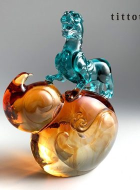 tittot琉园新中式貔貅葫芦招财琉璃摆件 福禄聚财 送开业乔迁礼物