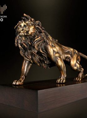 雅约铜狮子摆件雄狮老虎玄关客厅家居工艺品摆件