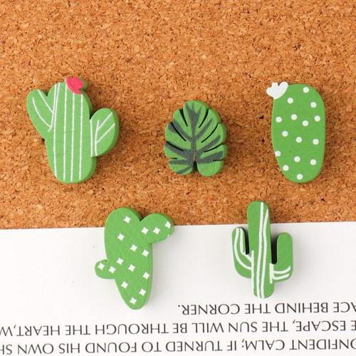 20枚绿植仙人掌混装造型木制图钉按钉软木板照片墙装饰钉子工字钉