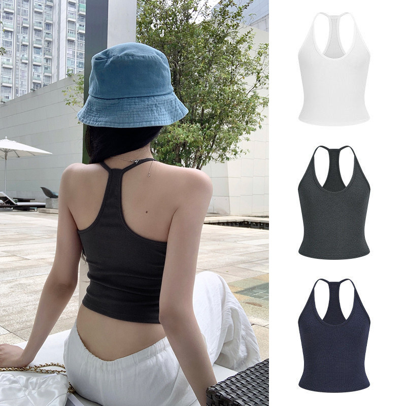 MosesQueen魔西女王美背挂脖吊带背心外穿设计感内搭打底短款上衣