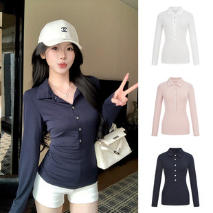 上衣 显瘦半开领内搭打底衫 MosesQueen魔西女王polo领长袖 t恤修身
