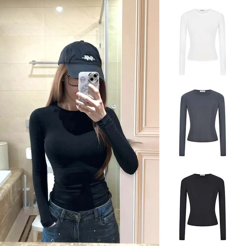 MosesQueen魔西女王黑色紧身速干健身运动瑜伽服长袖t恤打底上衣