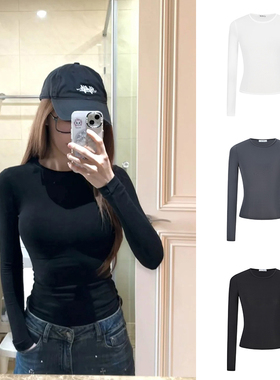 MosesQueen魔西女王黑色紧身速干健身运动瑜伽服长袖t恤打底上衣