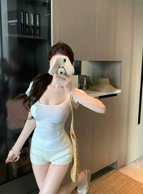 MosesQueen魔西女王白色大U领短袖t恤薄款微透纯欲修身莱赛尔上衣