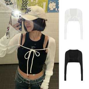 上衣 外搭坎肩防晒罩衫 MosesQueen魔西女王白色针织开衫 女春秋薄款