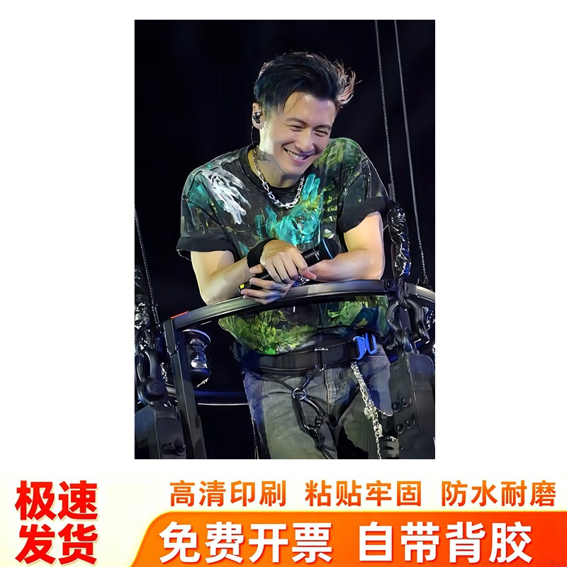 谢霆锋演唱会墙贴舞台造型手持麦克风酷帅形象防水自粘装饰贴纸画