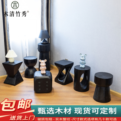 实木方形木墩底座摆件矮凳展示台