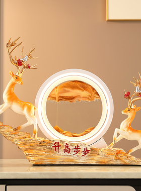 升招财鹿轻奢小夜灯沙漏流沙画摆件玄关电V视酒柜装饰品