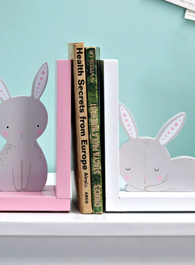 卡通女孩装饰摆件 儿q童房创意书挡书立架样板间摆设粉色is装饰品