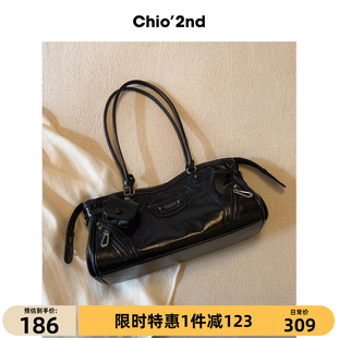 Chio’2nd腋下包包女式 高级感轻奢黑色法棍包手提单肩包 2025新款