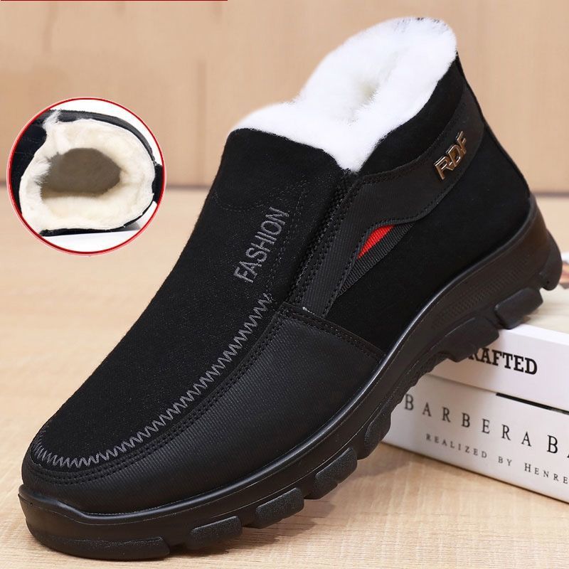 棉羊毛老年人爸爸棉靴男鞋老人鞋