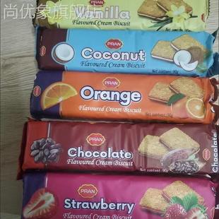 熊古屋夹心饼干进口食品休闲香草味夹心饼干薄脆橘子味饼干巧克力