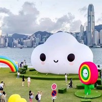 定制斜紋尼 網(wǎng)紅氣模充氣熱氣球毛絨兔子發(fā)光愛心云朵花朵卡通美