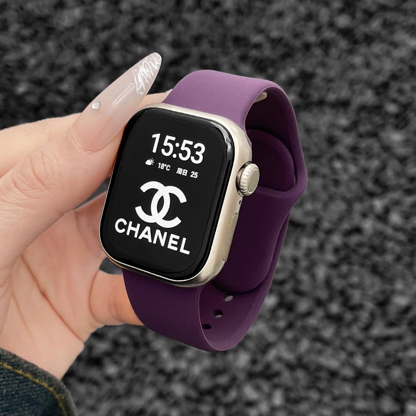 iwatch表带高级感硅胶紫色透气夏图片
