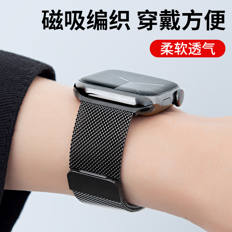 适用苹果iwatch表带米兰尼斯高级图片