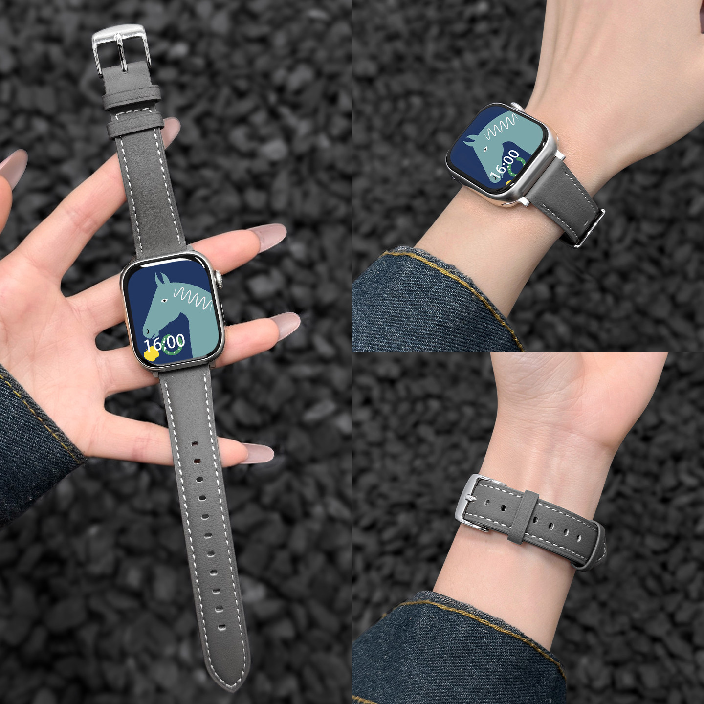 适用苹果手表s12代表带iWatch11真皮女款applewatchs9秋冬新款series系列复古高级41mm45皮质男Ultra43高颜值