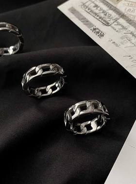原创百搭麻花链条指环潮嘻哈个性G简约单身戒指食指尾戒男女