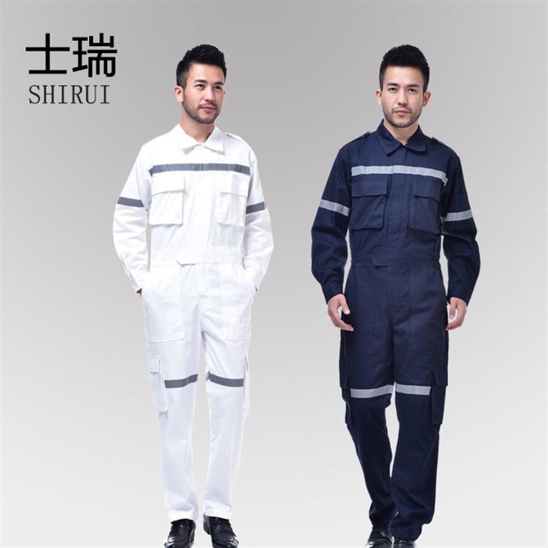 全棉船员连身服工作服船厂立体口袋带反光条海员海W运男制服定制