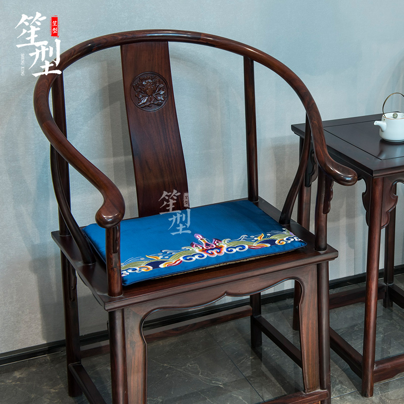 中式红木沙发坐垫实木椅子座垫江水岸崖纹古典餐椅茶椅圈椅垫防滑