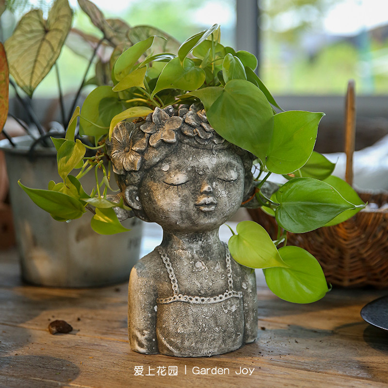 爱上花园丨园艺杂货 庭院装饰摆件 水泥 卡通女孩头像花盆摆件,鲜花速递/花卉仿真/绿植园艺,其它园艺用品,淘宝优惠券,粉丝福利购,淘宝优惠卷
