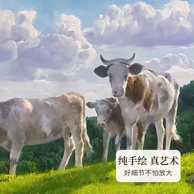 牛的装饰画入户玄关装饰画美式玄关柜壁画走廊过道高级感餐厅挂画图片