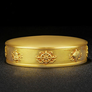 曼扎盘五明佛学纯铜八吉祥修曼扎修盘曼茶罗10cm