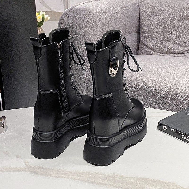 内增高马丁靴女显脚小厚底10cm小个子高跟短靴坡跟秋冬单靴瘦瘦靴