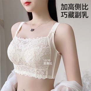 透气聚拢大胸显小全罩杯F无钢圈裹胸内衣 夏天防走光抹胸文胸薄款