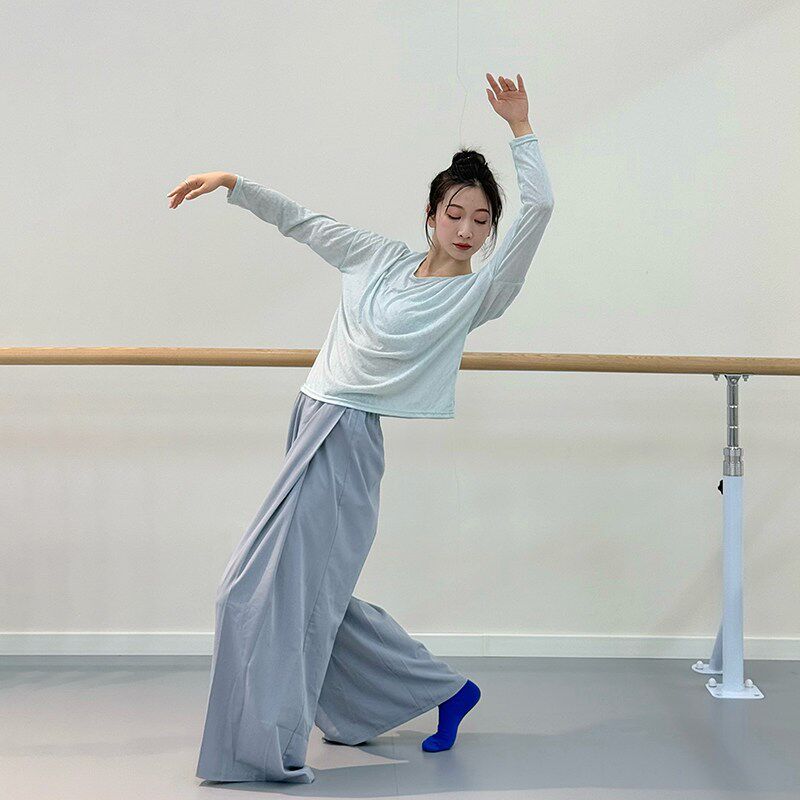 舞蹈服女显瘦宽松罩衫现代舞练功服古典舞基N训服长袖艺考形体服