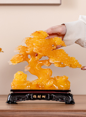 发财树摆件高档中式乔迁新居招财纳福客厅酒柜装饰品店铺开业礼物