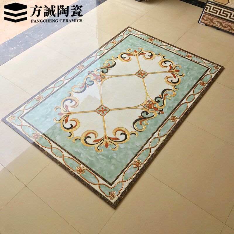 欧式客厅地板砖拼花瓷砖800过道入户玄关防滑抛晶砖地毯砖拼花图