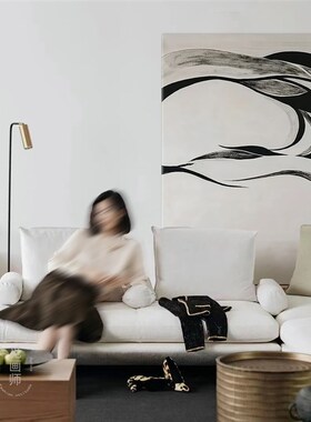 极简宅寂风客厅装饰画中式抽象民宿卧室挂画高级感沙发背景落地画