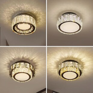 入户水晶过道现代简约走r廊玄关阳台led吸顶灯圆形衣帽间中山灯具