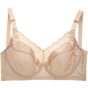 胖MM全罩杯薄款大胸显小内衣女无痕光面防下垂大码超薄带钢圈文胸