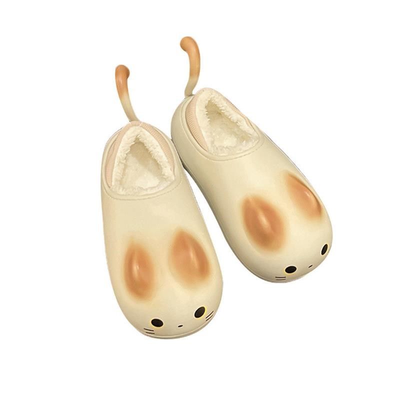 可爱喵咪棉拖鞋女包跟防水外穿2024新款秋冬卡通防滑厚底保暖棉鞋