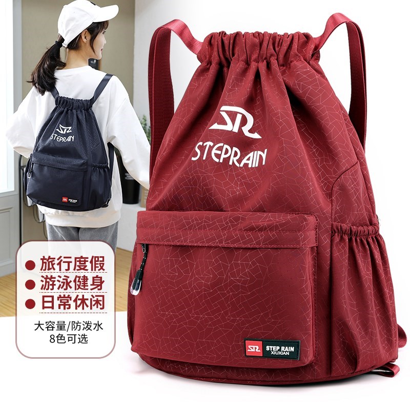 牛津布旅行大容量束口抽绳袋双肩包C女简易尼龙双肩背包收纳袋新