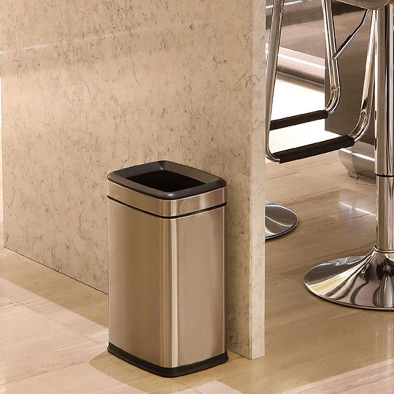 不锈钢方形垃圾桶家用厨房无盖卫生间收纳直投商用室内酒店客房筒