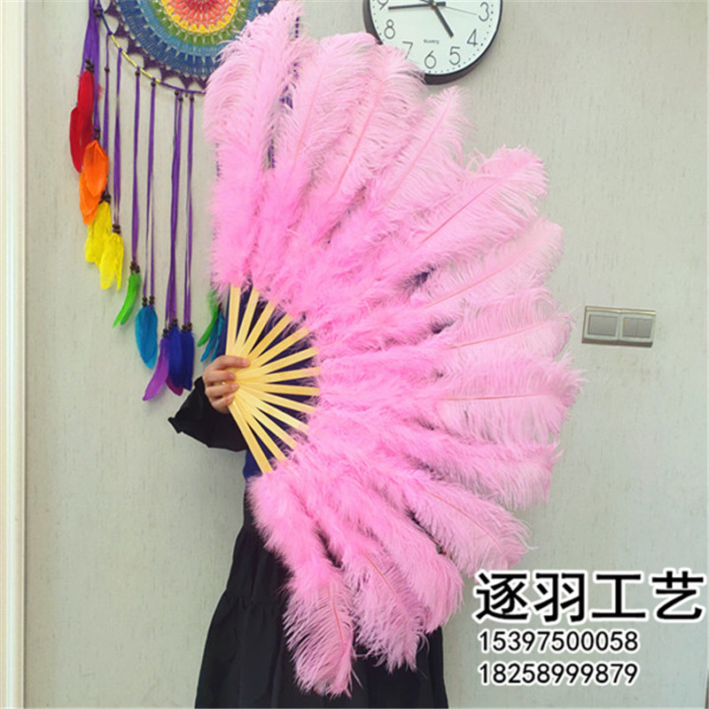 定制中号鸵鸟羽毛l扇肚皮舞蹈酒吧表演演唱会道具羽毛绒大扇子包