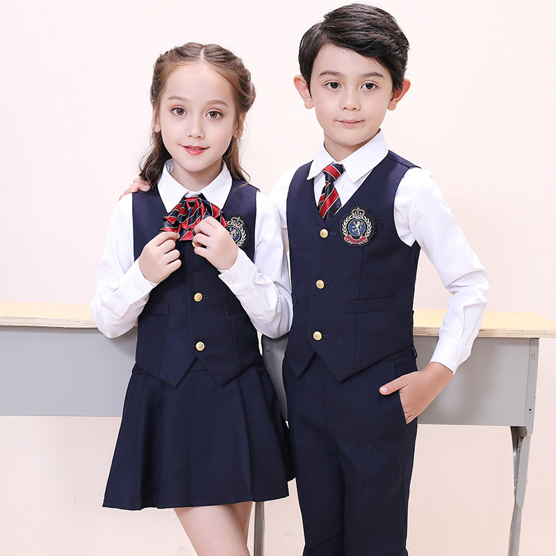 幼儿园园服2024新款小学生校服套装学院儿童班服英伦风马甲三件套