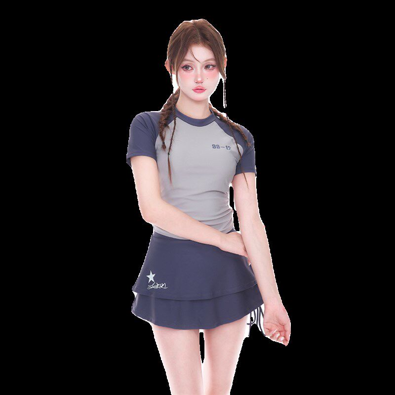 泳衣女款保守分体三件套微胖女孩遮肉运动女孩高级感2024新款泳装