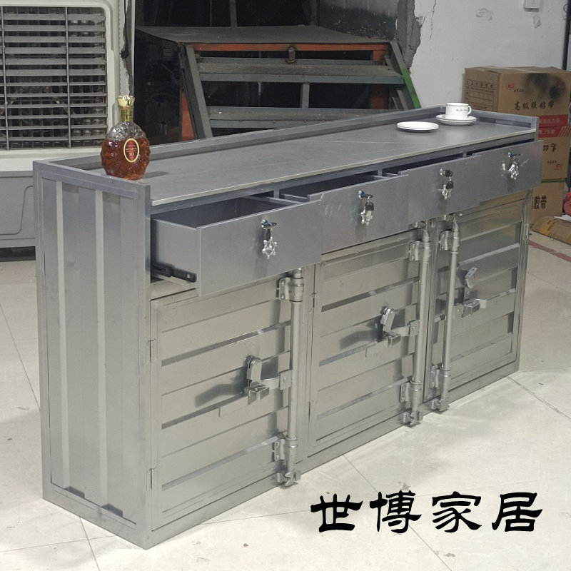 工业风集装箱储物柜餐边柜收纳柜餐厅H酒吧烧烤店岩板茶水柜备餐