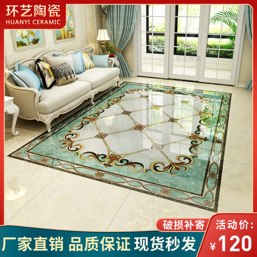 欧式拼花瓷砖800x800 客厅微晶石地板砖饭厅过道玄关拼花图抛晶砖