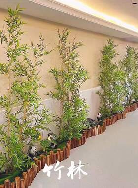 仿真竹子室内装饰假m竹子隔断屏风挡墙造景室外装饰竹盆栽绿植景