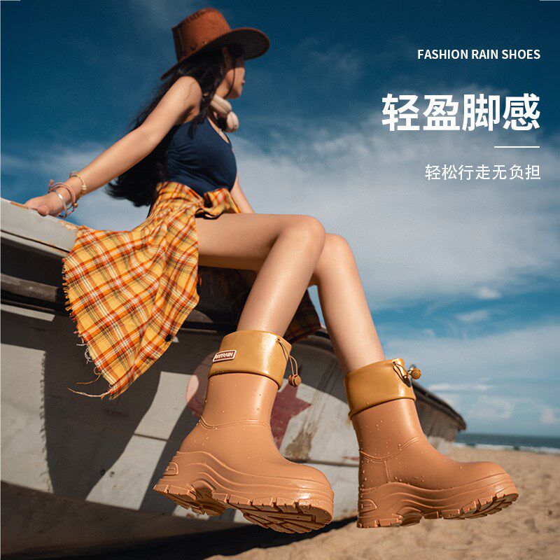 内增高雨鞋女新款柔软春夏耐磨胶鞋中筒时尚外穿雨靴防水防滑水鞋