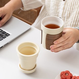 陶瓷茶水分离杯简约个人带盖过滤家用办公室泡茶杯子礼品定制