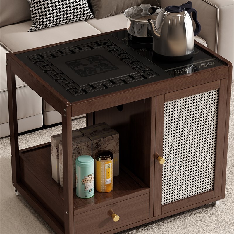沙发边几可移动边柜侧边茶台现代高级感带烧水壶一体小茶几茶水柜