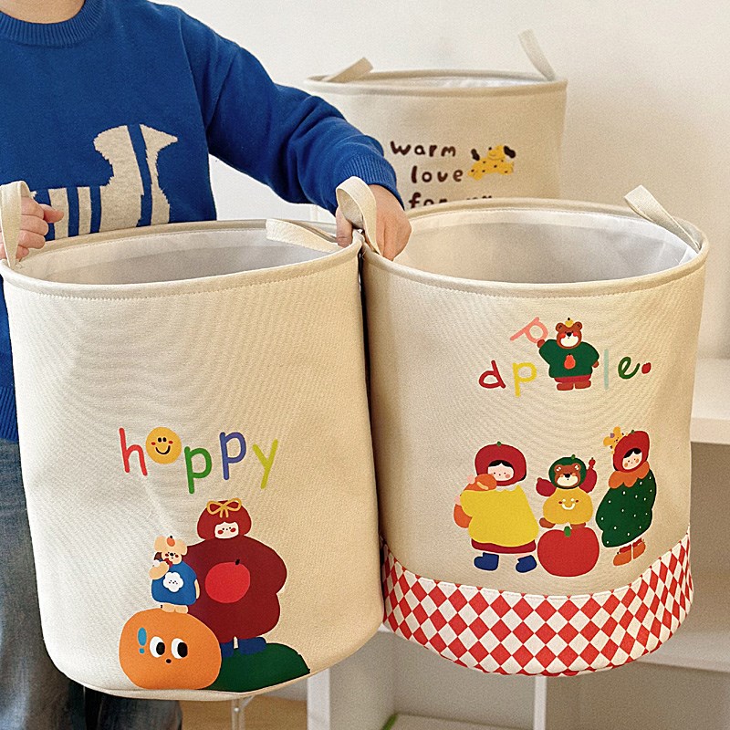 加厚布艺折叠水洗收纳桶衣服玩具收纳筐学生宿舍脏衣桶北欧风圆桶
