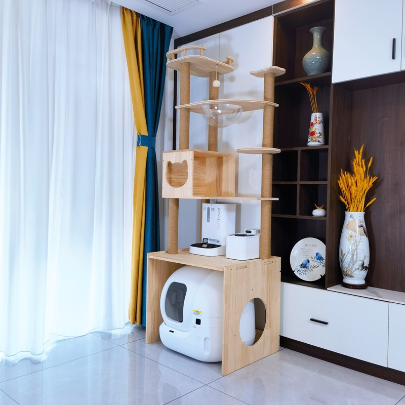 小佩全自动猫砂盆厕所MAX2可放上方置物架大型实木猫爬架一体柜屋