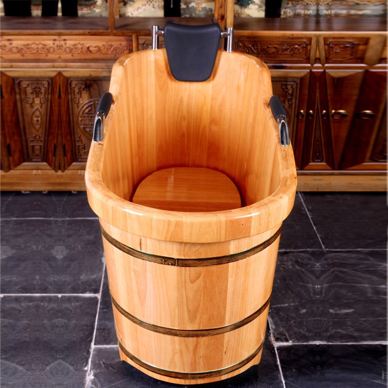 新款橡木泡澡木桶洗澡沐浴桶中式实木浴缸全身成人家用木质浴盆